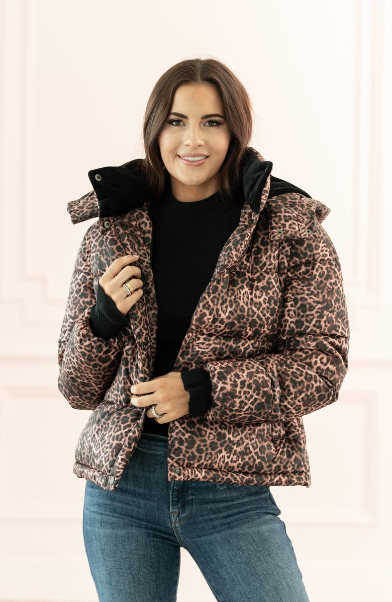 Rachel Parcell Leopard Print Puffer Jacket, Main, color,