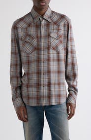 Acne Studios Surrow Embroidered Logo Plaid Flannel Western Shirt