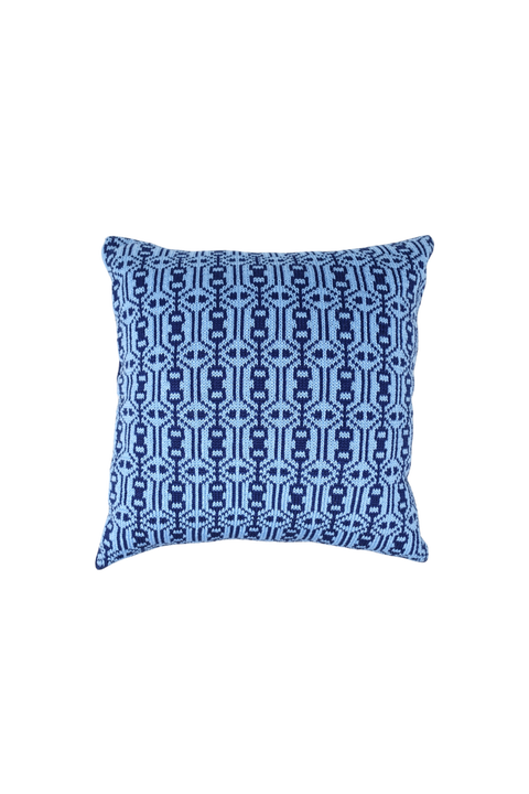 14" Blue Nordic Pattern Pillow