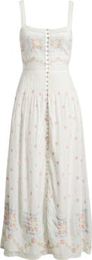 LoveShackFancy Cerys Floral Lace Detail Cotton Maxi Dress