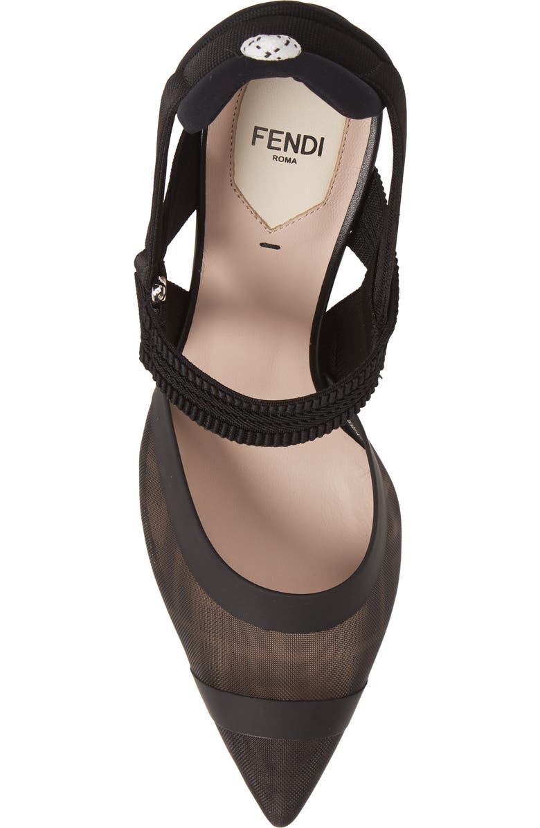 Fendi Colibri Mesh Slingback Pump, Alternate, color, Black