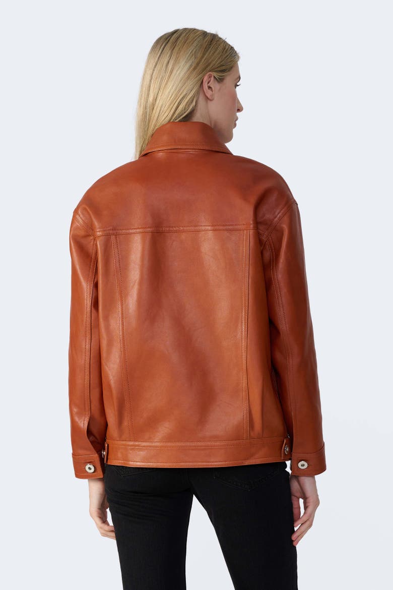 Bobbie Leather Shirt Jacket, Alternate, color, Whiskey