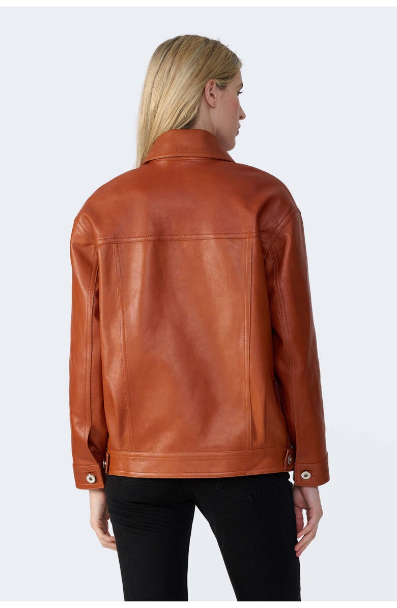 FURNIQ UK Bobbie Leather Shirt Jacket, Alternate, color, Whiskey