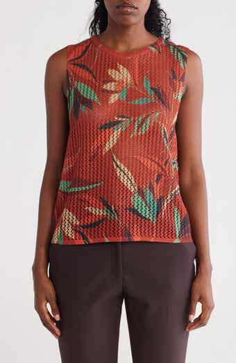 Daniel Rainn Floral Open Knit Sleeveless Sweater