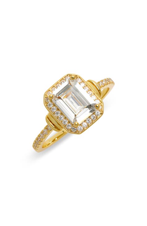 CZ Emerald Cut Engagement Ring