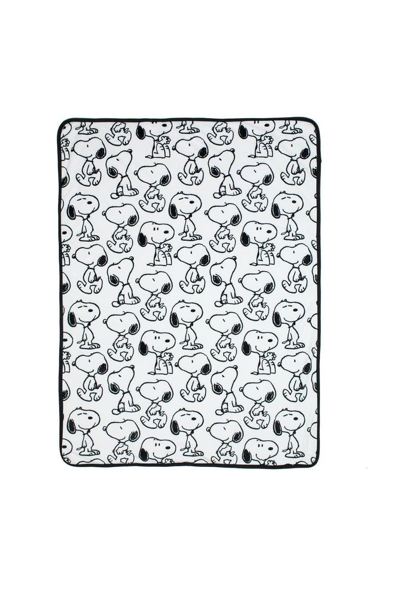 Classic Snoopy Minky and Faux Shearling Baby Blanket, Alternate, color, White