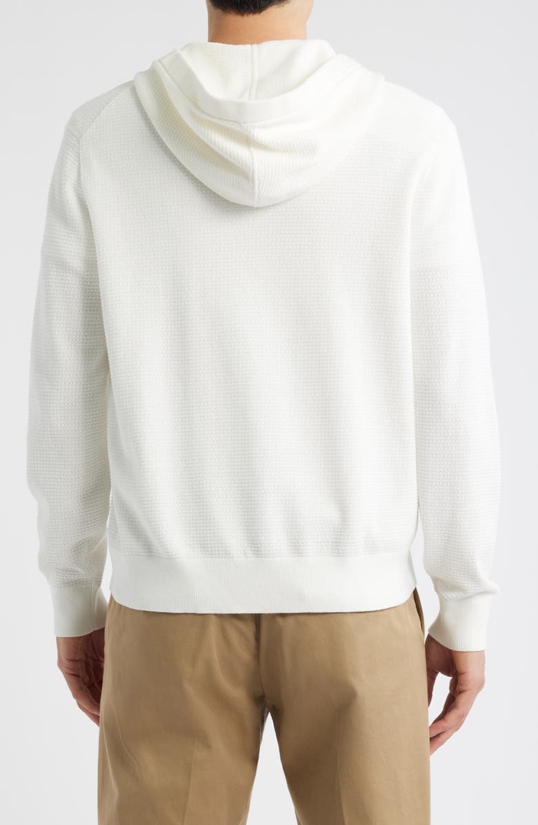 Theory Myhlo Perforated Waffle Cotton Zip Hoodie, Alternate, color, Ivory