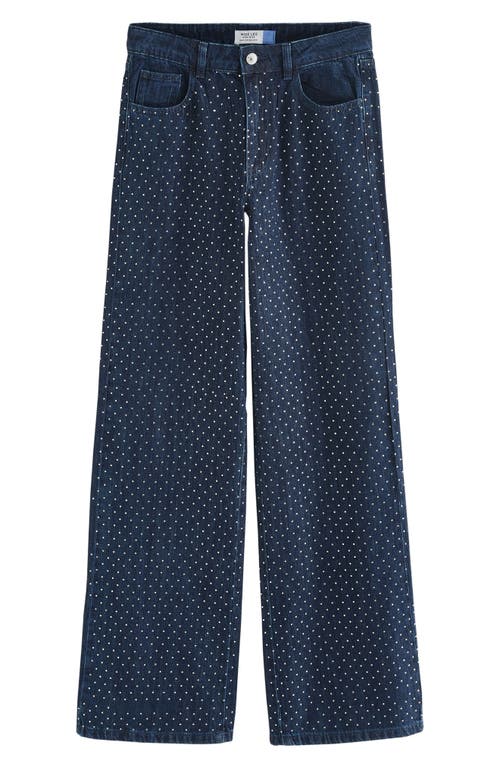 Next Hot Fix Diamante High Waist Straight Leg Jeans In Black