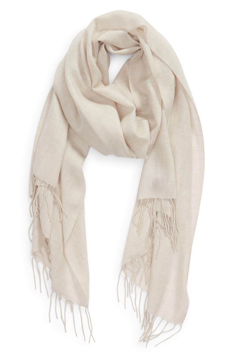 Nordstrom Tissue Weight Wool & Cashmere Scarf, Alternate, color, Beige Oat Medium Heather