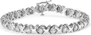Haus of Brilliance 10k White Gold 2.00 Cttw Round-Cut Diamond "XO XO" Link Bracelet