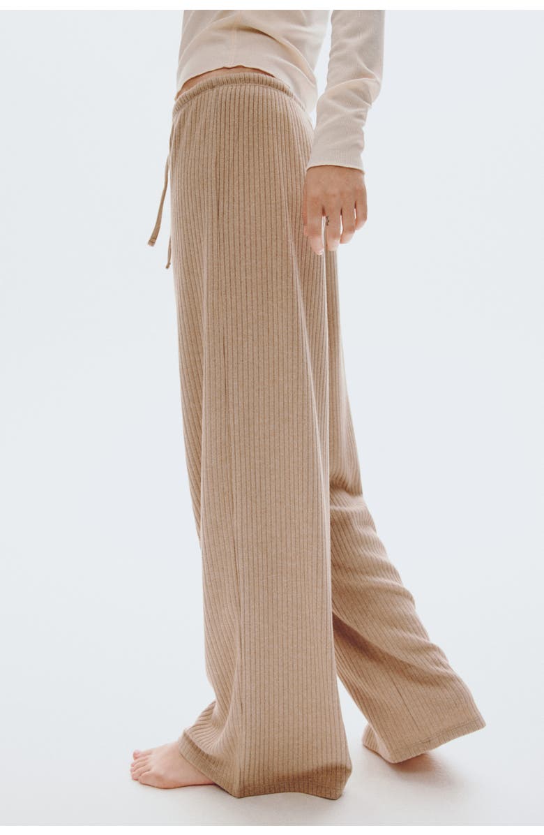 H&M Wide Rib-knit Trousers, Alternate, color, 