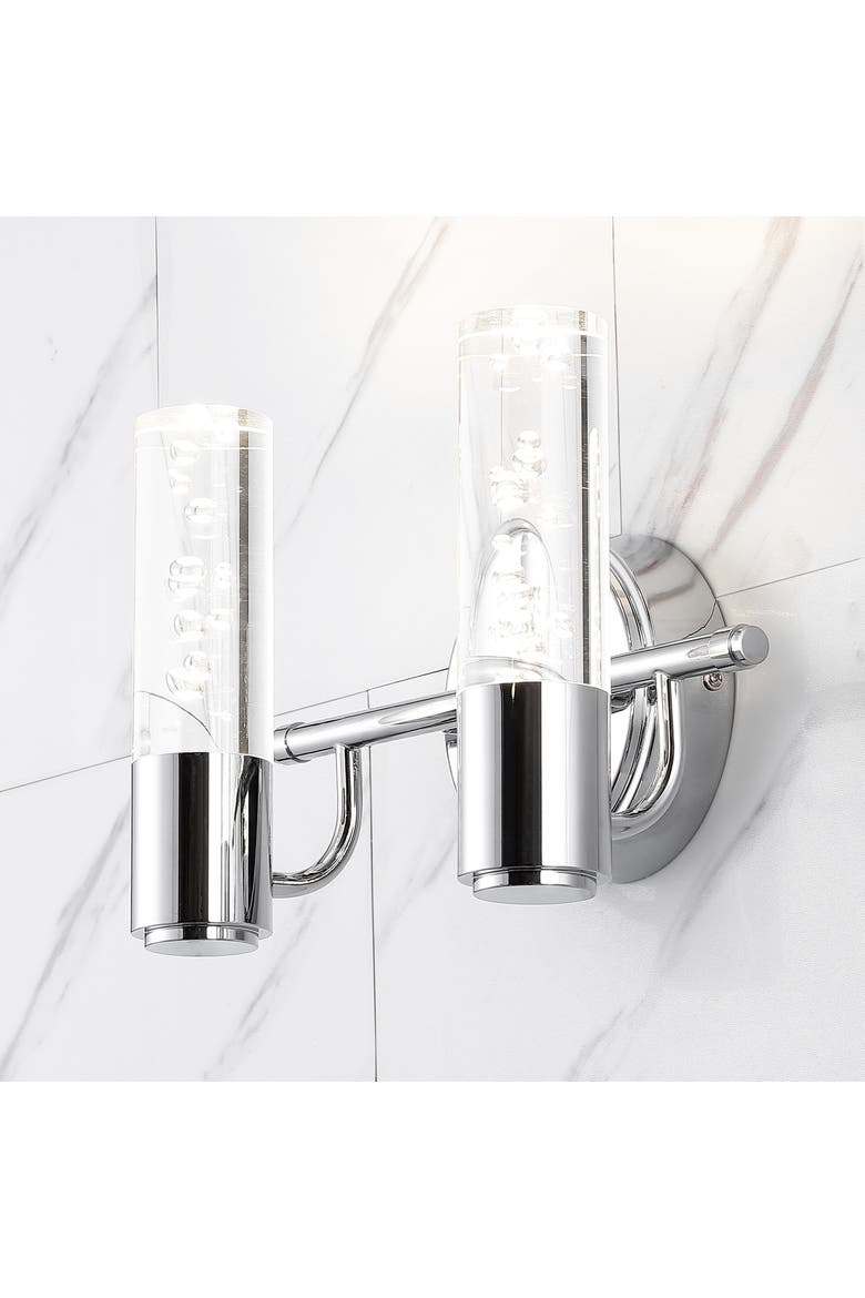 Bolha 2-Light Minimalist Modern Bubble Acrylic/Iron Integrated LED Vanity Light, Alternate, color, Chrome