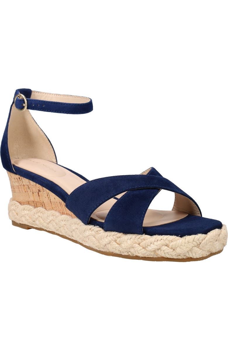 Pelle Moda Pippen Ankle Strap Wedge Slide Sandal, Main, color, Midnight