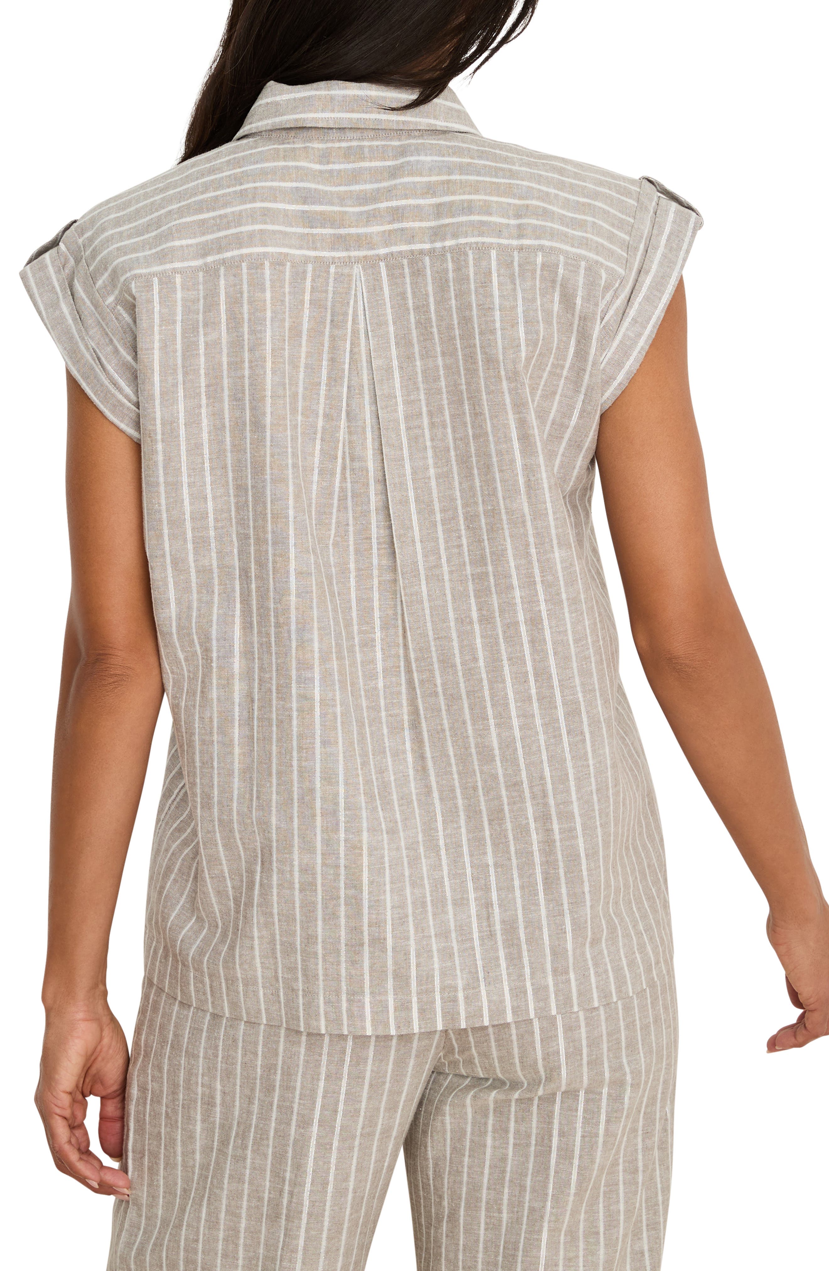 Stripe Cotton & Linen Blend Button-Up Resort Shirt - image 2