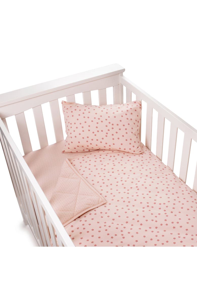 Baby Crib Bedding Sets Includes Crib Sheet, Quilted Blanket, Crib Skirt, and Baby Pillowcase, Alternate, color, Pink Floral