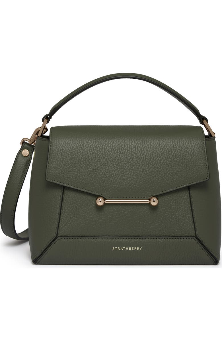 Strathberry Mosaic Leather Top Handle Bag, Main, color, Pine Green