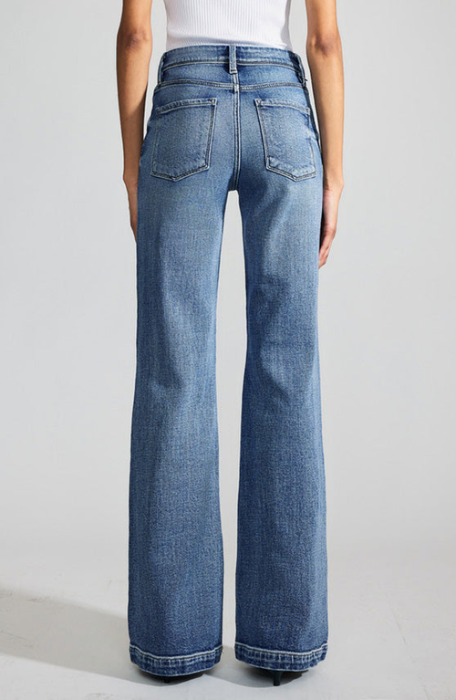 Kancan Premier Nessa Premier High Rise Wide Flare Jeans In Medium Wash