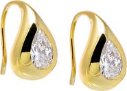 BY ADINA EDEN CZ Pear Bezel Fish Hook Huggie Earring