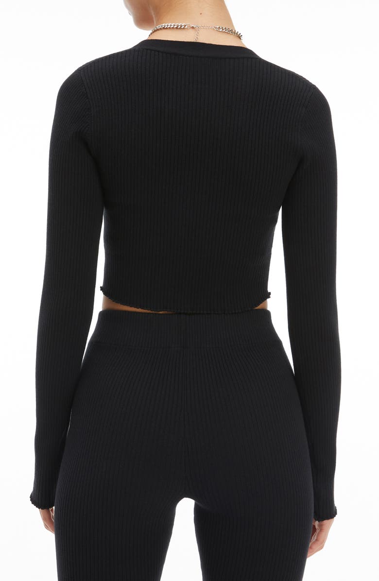 Good American Lettuce Edge Crop Cardigan, Alternate, color,