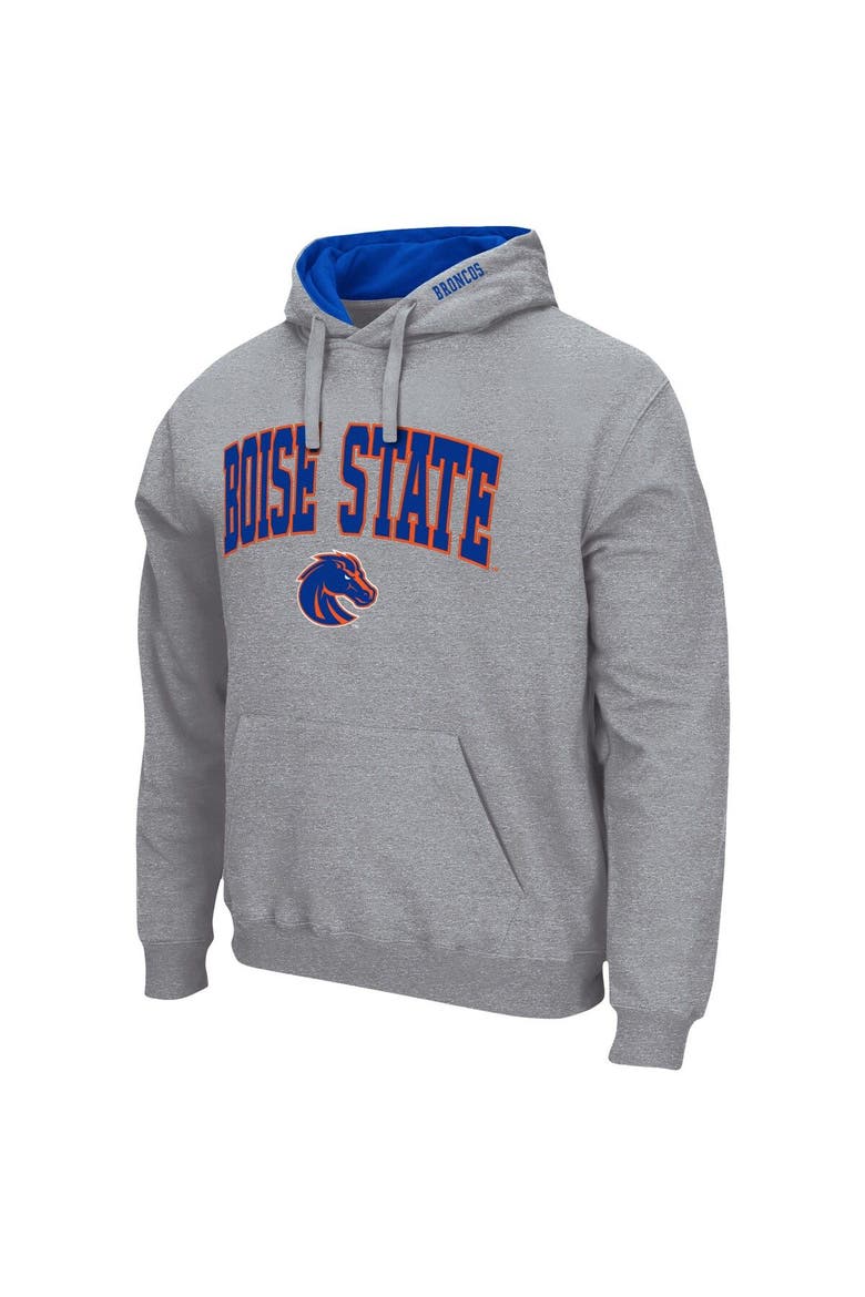 Men's Colosseum Heather Gray Boise State Broncos Arch & Logo 3.0 Pullover Hoodie, Alternate, color, Heather Gray