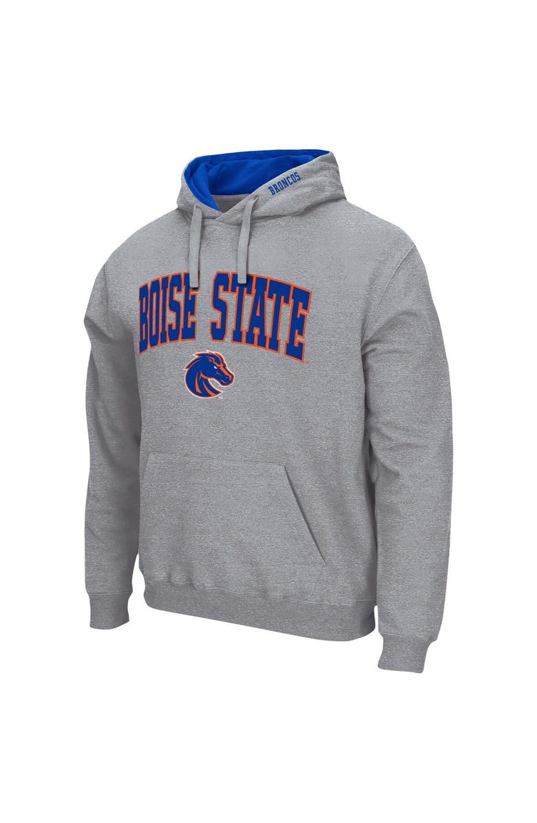 COLOSSEUM Men's Colosseum Heather Gray Boise State Broncos Arch & Logo 3.0 Pullover Hoodie, Alternate, color, Heather Gray