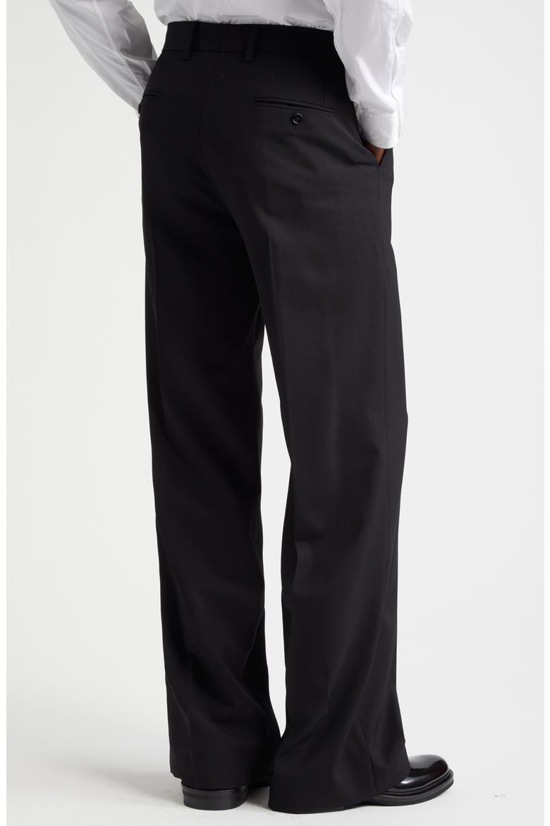 Pintuck Stretch Virgin Wool Straight Leg Pants, Alternate, color, N0000 NERO