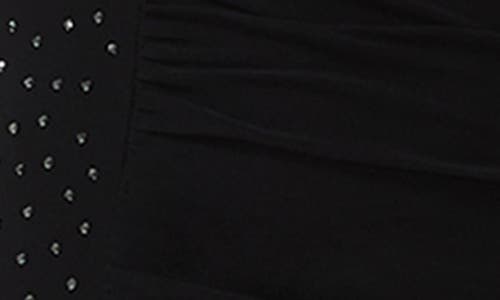 Afrm Becky Rhinestone Shirred Cocktail Dress In Black