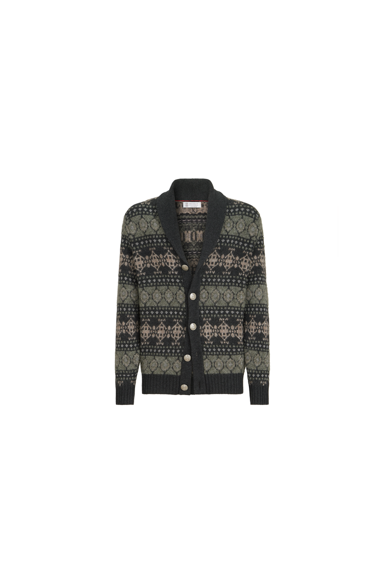 Cashmere jacquard cardigan, Alternate, color, Dark Grey
