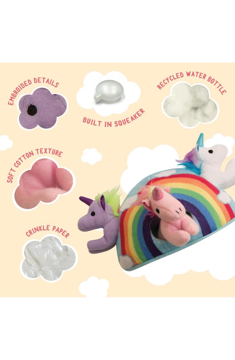 SnugArooz Hide & Seek, Rainbow Unicorn, 4 In 1 Dog Toy, 3 Unicorns Inside, Alternate, color, Multicolored