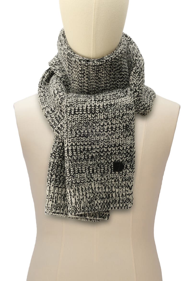 Marled Wool Scarf, Alternate, color, CHALK/ BLACK