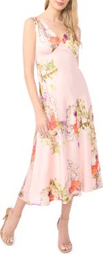 Ted Baker Alina Floral Deep V-Neck Satin Midi Dress