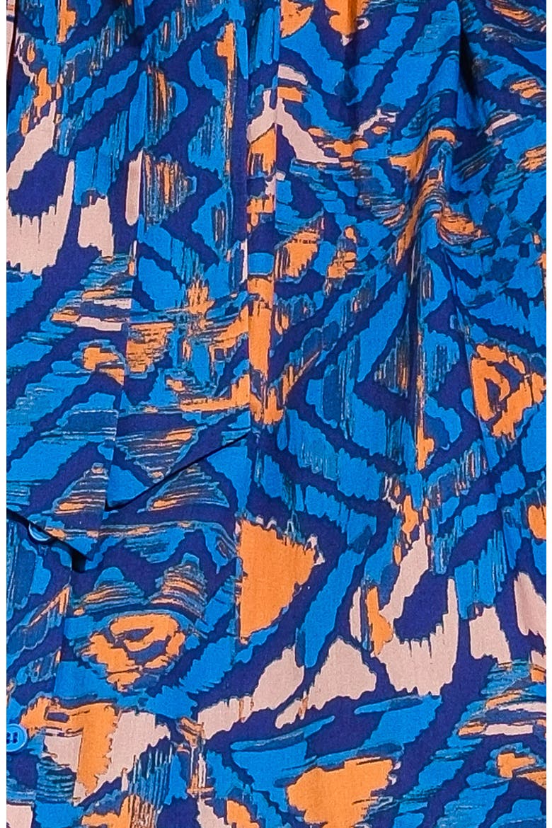 Print Long Sleeve Cotton Midi Shirtdress, Alternate, color, BLUE RUST