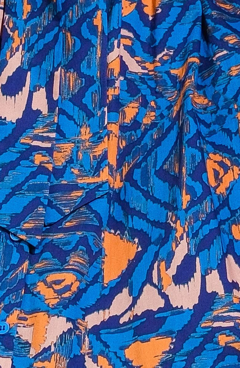 FLYING TOMATO Print Long Sleeve Cotton Midi Shirtdress, Alternate, color, Blue Rust