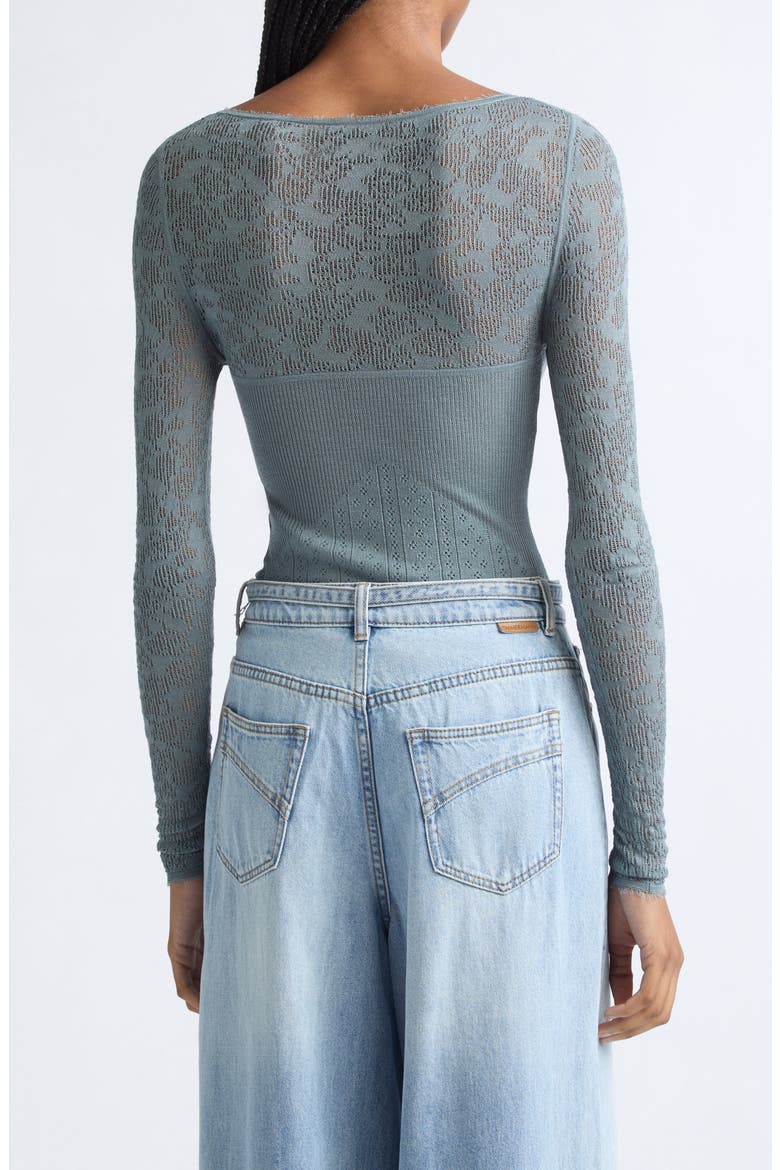 Wool Blend Pointelle Lace Sweater, Alternate, color, AIRFORCE