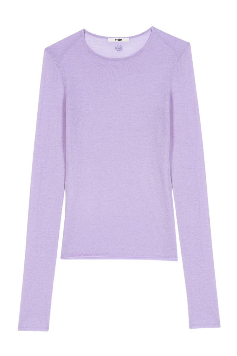 Second-skin round neck sweater, Alternate, color, Parma violet