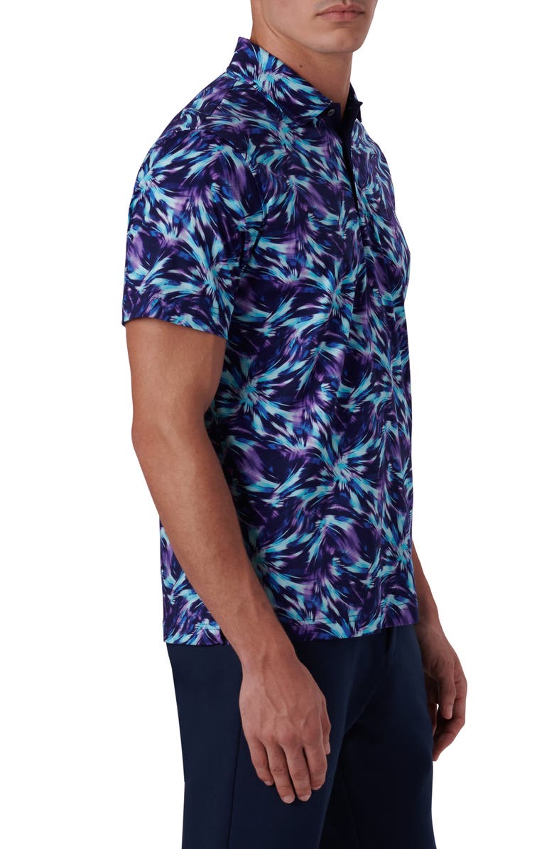 Bugatchi Digital Print Cotton Polo Shirt, Alternate, color, Orchid