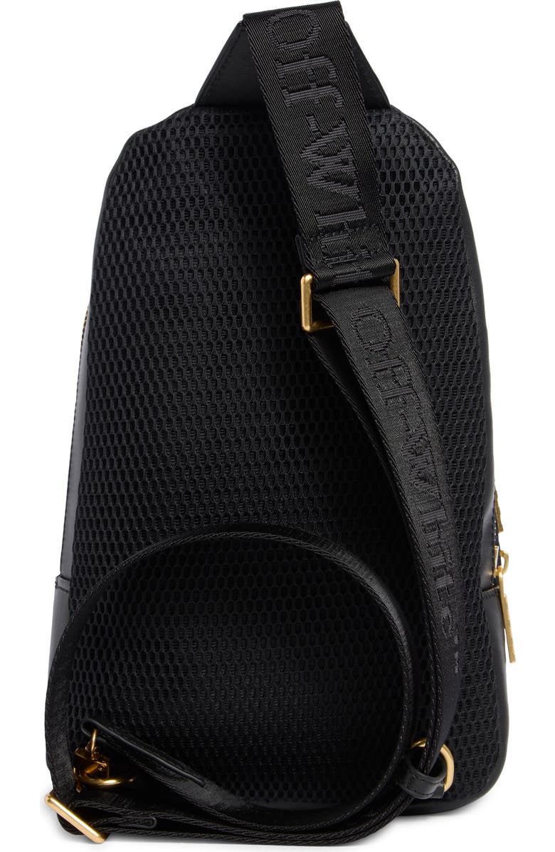 Off-White Mixed Media Sling Bag, Alternate, color, Black