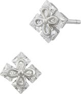 SAVVY CIE JEWELS Princess Cut Cubic Zirconia Quadrant Stud Earrings
