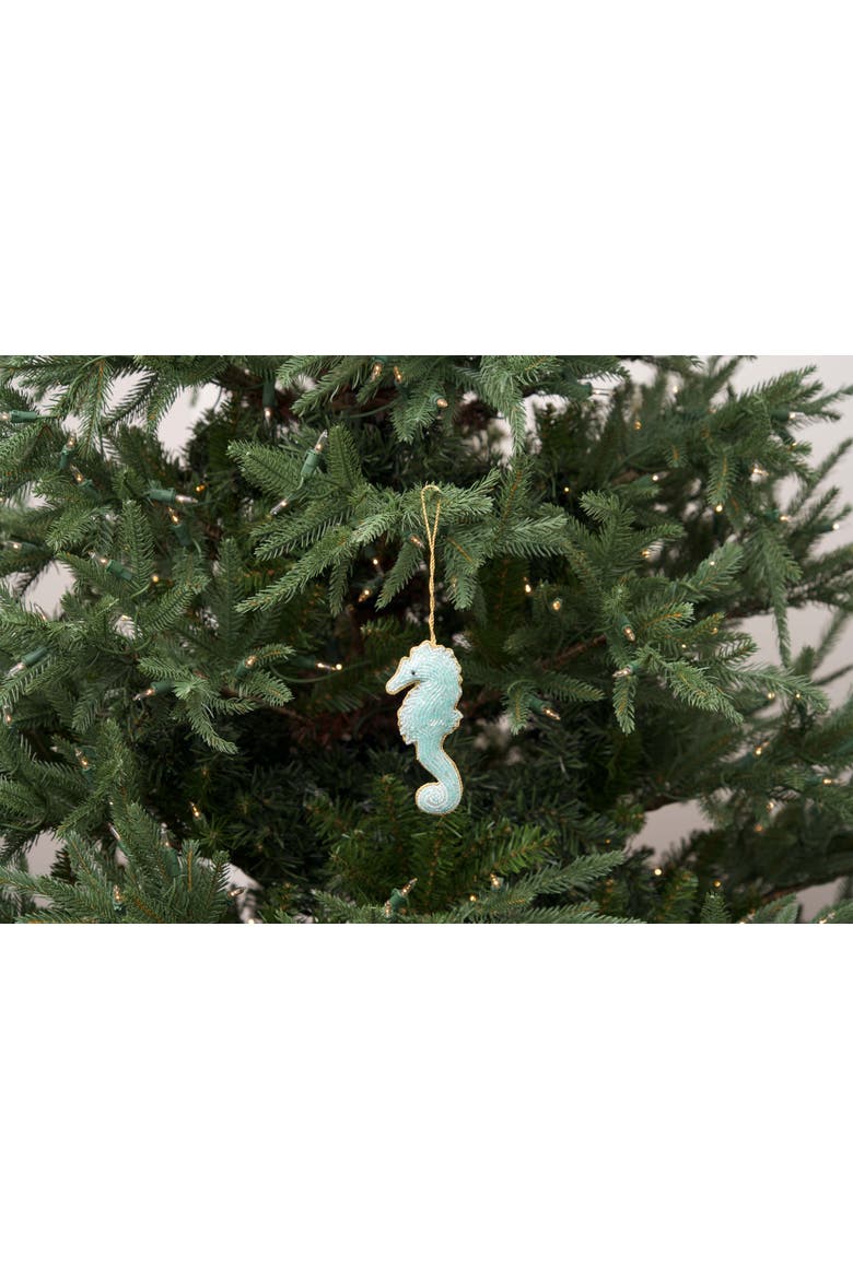 Beaded Seahorse Christmas Tree Ornament, Alternate, color, Blue