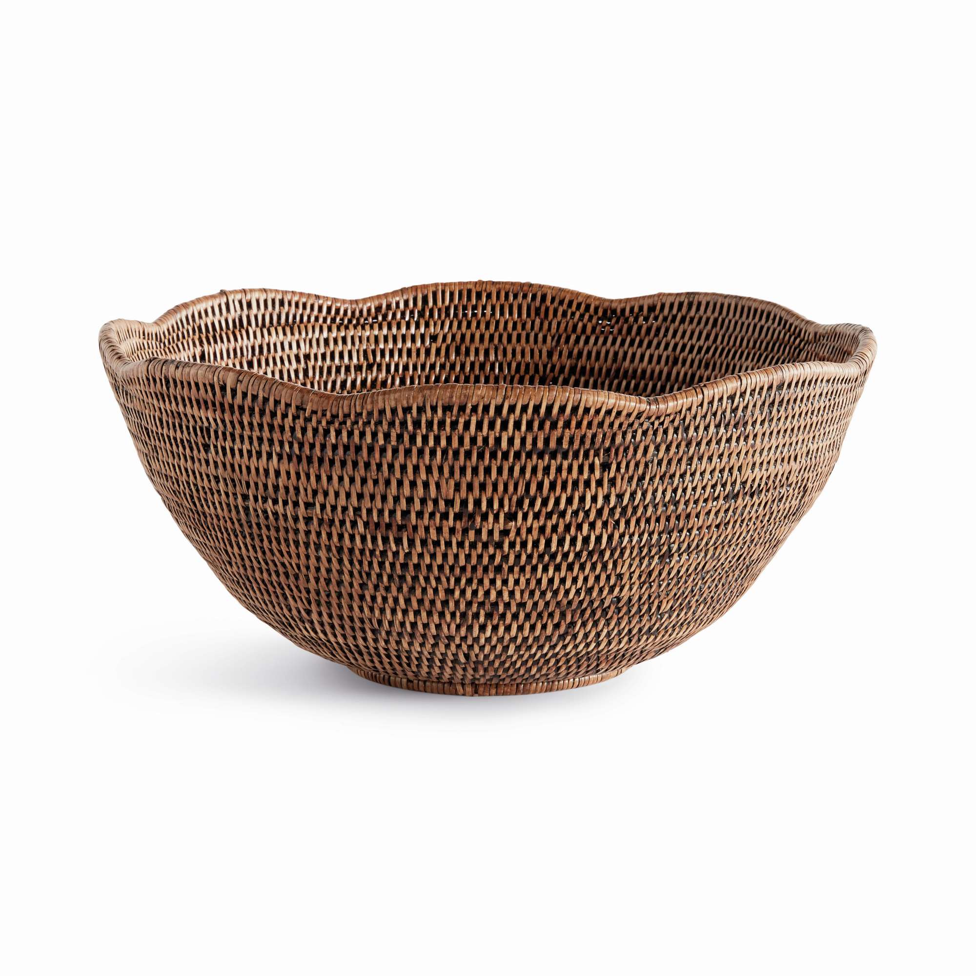 Napa Home & Garden Burma Rattan Scalloped Edge Bowl Large In Brown