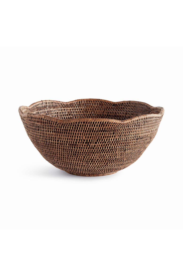 Burma Rattan Scalloped Edge Bowl Large, Main, color, Brown