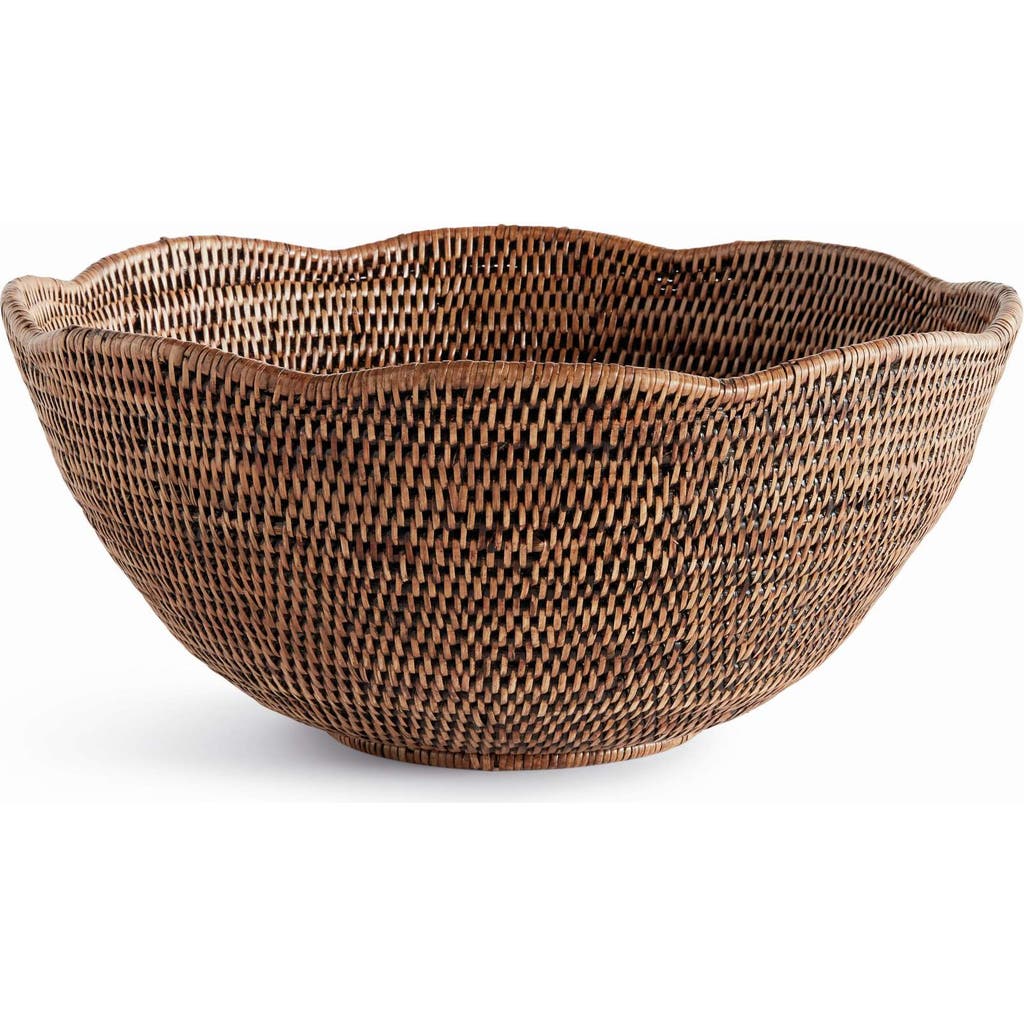 Napa Home & Garden Burma Rattan Scalloped Edge Bowl Large In Brown