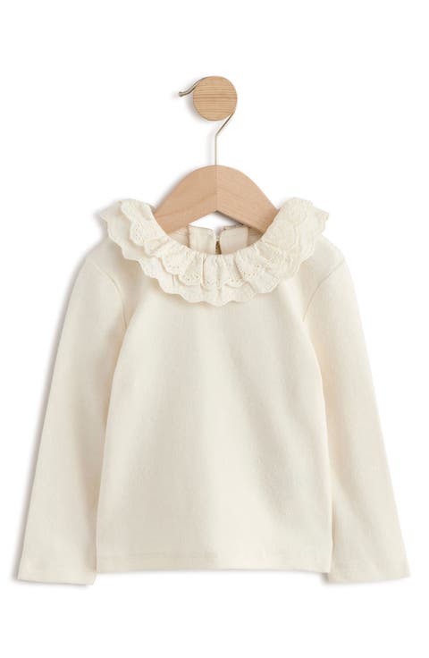 Kids' Eyelet Collar Long Sleeve Top (Toddler & Little Kid)
