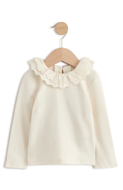 Next Kids' Eyelet Collar Long Sleeve Top In White