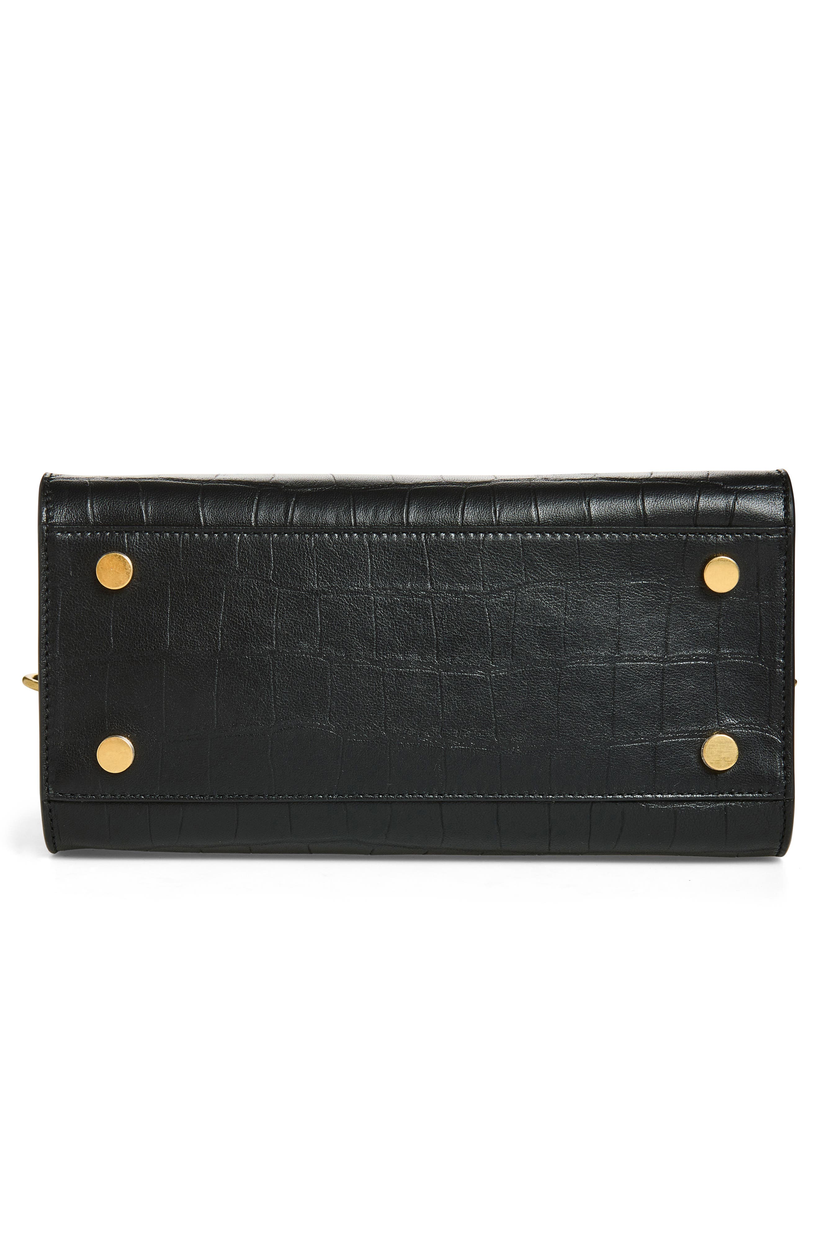 Burberry Mini Cotswolds Croc Embossed Leather Tote, Alternate, color, Black