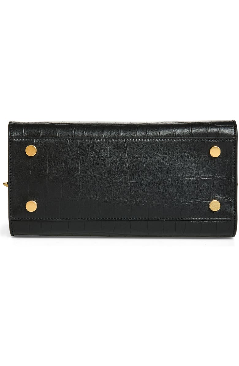 Burberry Mini Cotswolds Croc Embossed Leather Tote, Alternate, color, Black