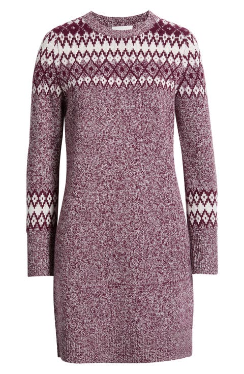 Wool & Cashmere Long Sleeve Fair Isle Sweater Dress