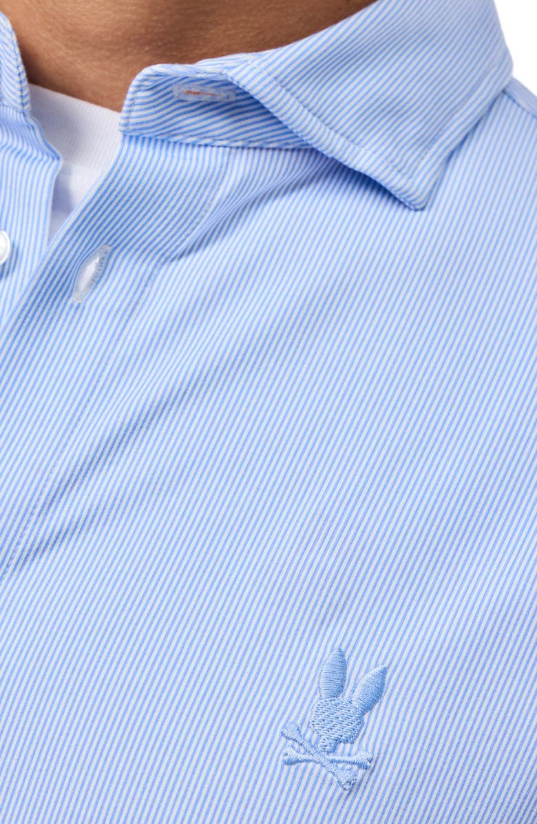 Psycho Bunny Brook Stripe Knit Button-Up Shirt, Alternate, color, 