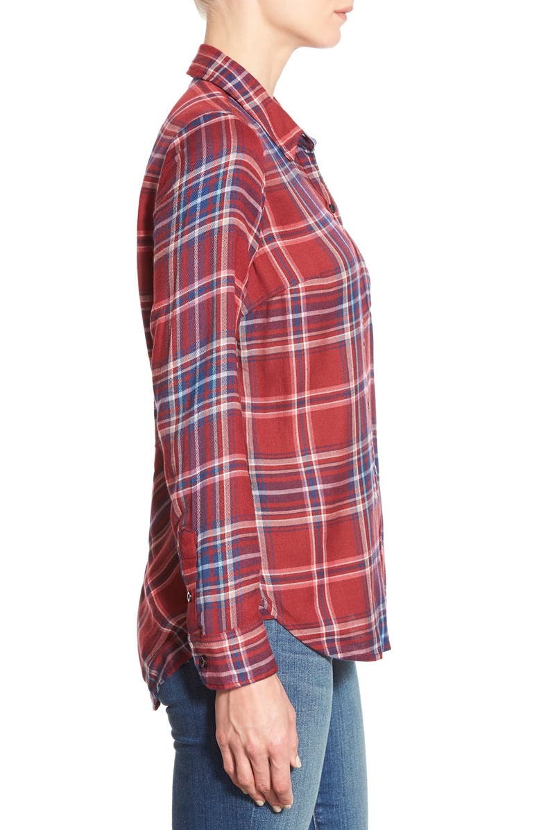 Lucky Brand 'Bungalow' Plaid Lightweight Flannel Shirt, Alternate, color, 