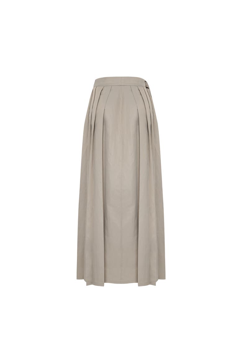 Linen Blend Shiny Woven Skirt, Alternate, color, BEIGE